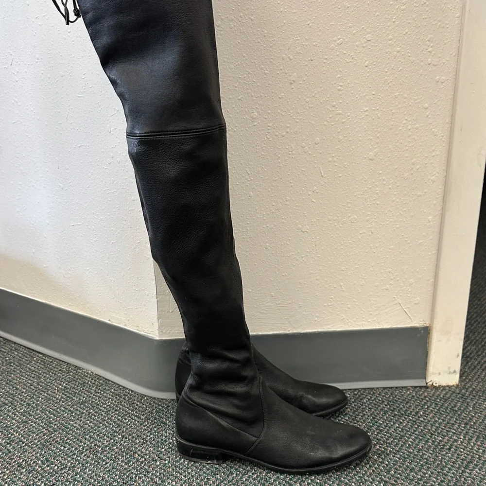 Stuart Weitzman Black Over-the-Knee Leather Boots